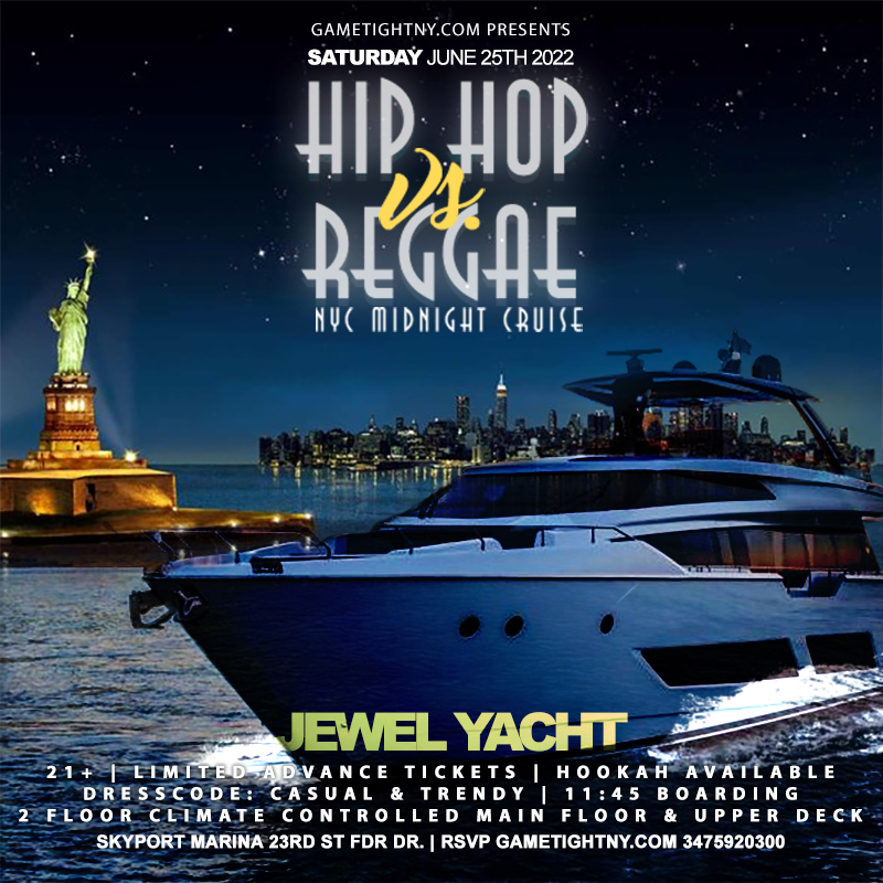  NYC Hip Hop vs Reggae Jewel Saturday Yacht Party | GametightNY.com