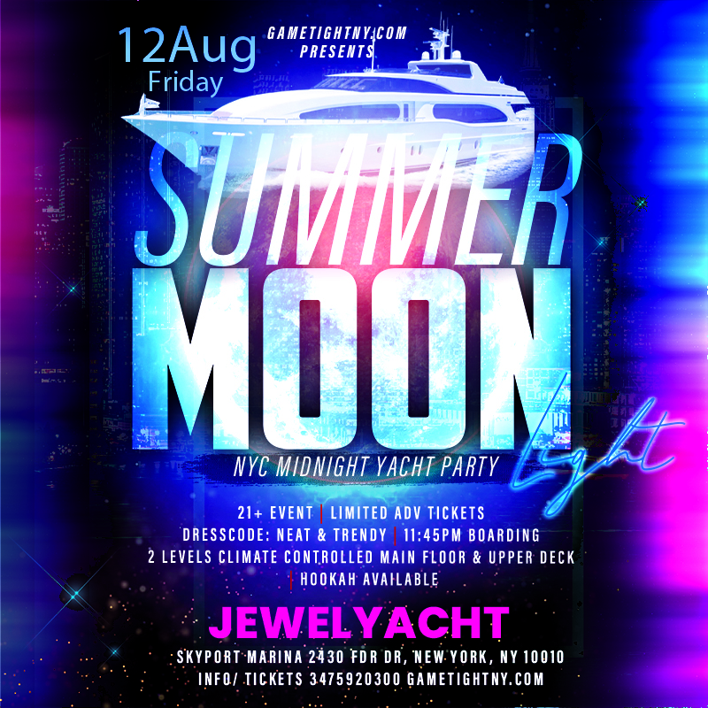 NYC Jewel Dance under the Moon Friday Yacht Party | GametightNY.com