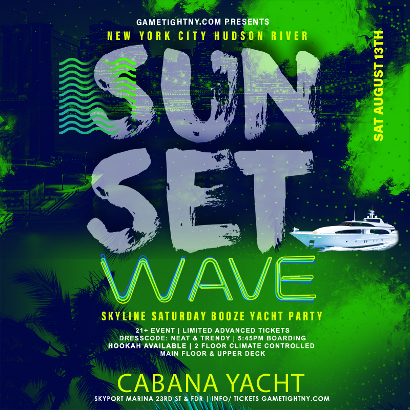 NYC Latin Vibes Saturday Sunset Cabana Yacht Booze Cruise Party 2022 | GametightNY.com