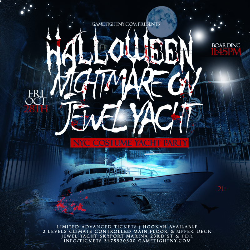 NYC Halloween Nightmare on Jewel Yacht Skyport Marina Costume Party 2022 | GametightNY.com