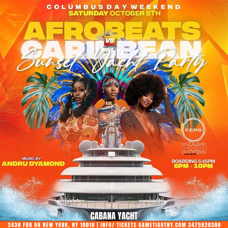 Afrobeats vs Caribbean Saturday Sunset Cabana Yacht Party Cruise 2022 | GametightNY.com