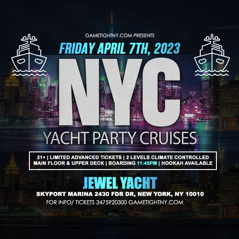 Jewel Yacht Dance under the Moonlight NYC Midnight Yacht Friday Party 2023 | GametightNY.com