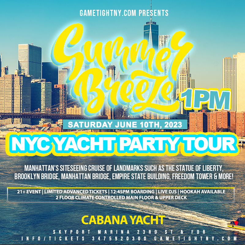  Summer Breeze NYC Cabana Yacht Party Tour Cruise Skyport Marina 2023
 | GametightNY.com