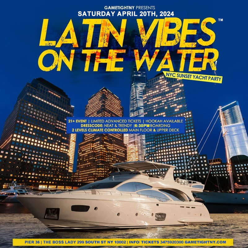  NYC Latin Vibes Yacht Sunset Cruise Party | GametightNY.com
