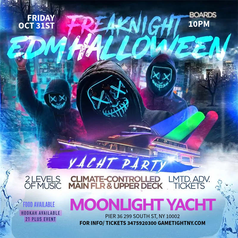 
Official NYC Freaknight EDM Halloween Cruise 2025 aboard Moonlight Yacht. DJs, drinks, views & vibes. Friday Oct 31, 10PM boarding, Pier 36 NYC!
| GametightNY.com