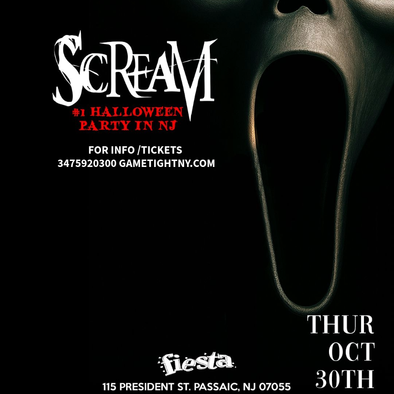 Scream at Fiestas: Pre-Halloween Party Oct 30th at Fiesta Nightclub, Passaic NJ. $10 tickets, top DJs, costumes, and NJ’s hottest Halloween event!
 | GametightNY.com Scream at Fiestas: Pre-Halloween Party Oct 30th at Fiesta Nightclub, Passaic NJ. $10 tickets, top DJs, costumes, and NJ’s hottest Halloween event!
| GametightNY.com